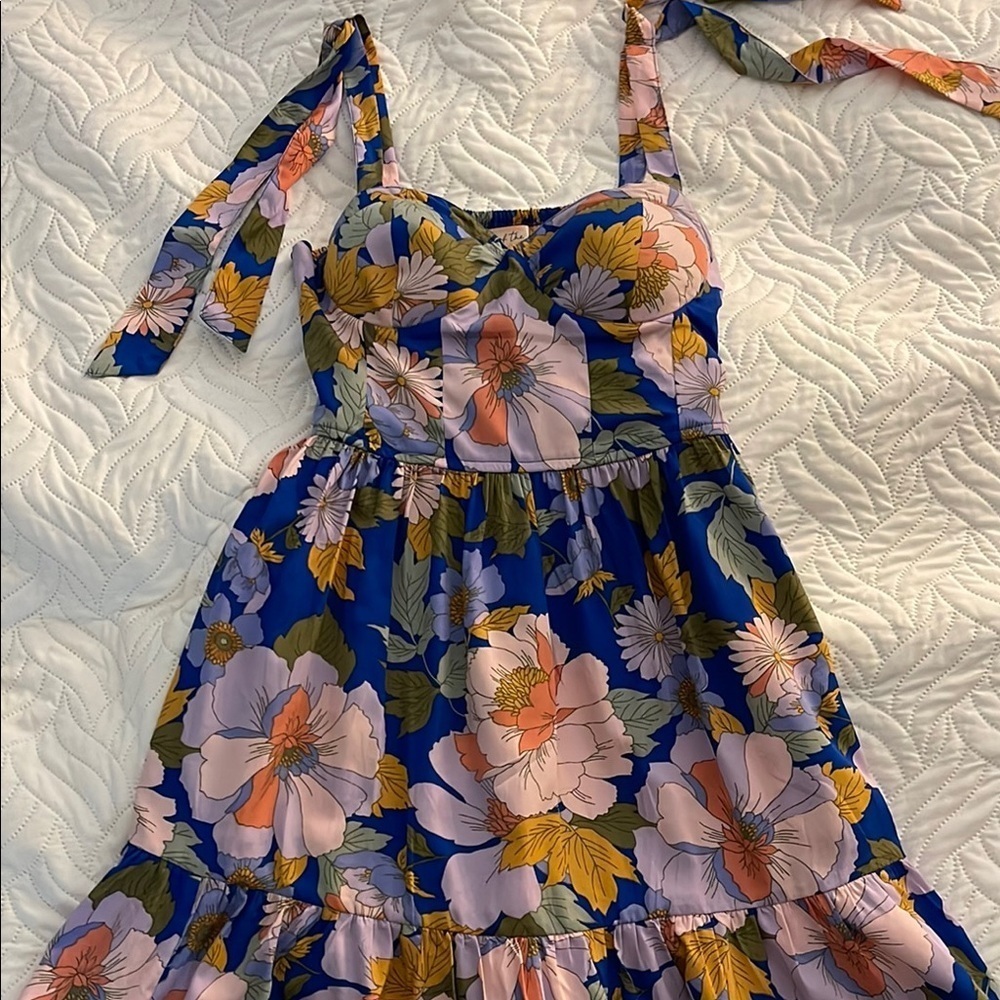 Band of the Free Floral Dress in Blue and Pink